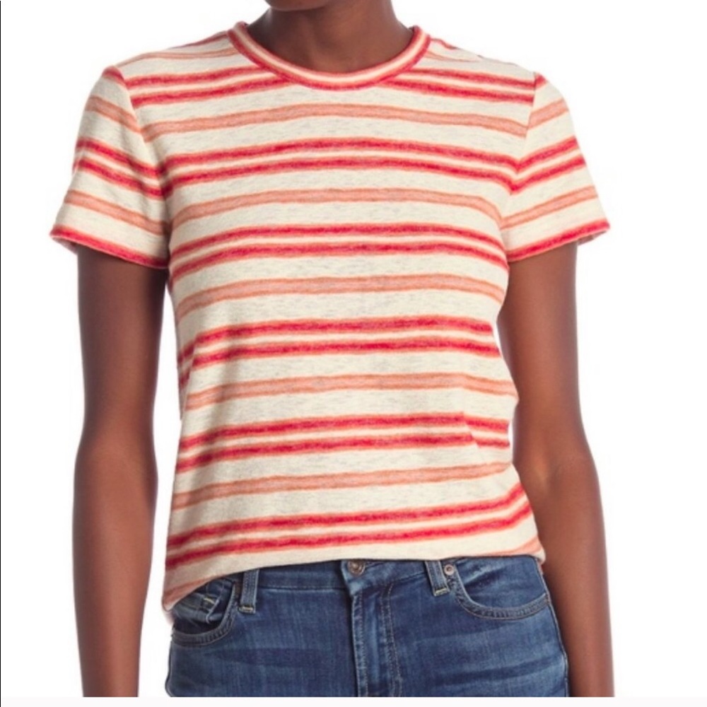 Madewell Striped Knit Shrunken T-Shirt Top Orange